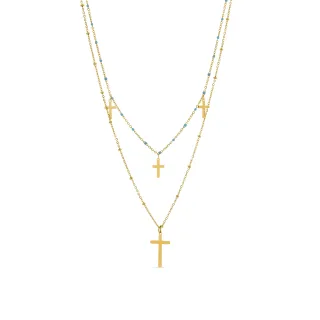 Luxenter blauer Kristall Halskette aus 18k Gelbgold - Lidriel
