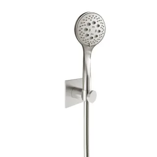 Herzbach Design iX Wannenset 17.914200.2.09 1250 mm, Rosette 70x70mm, mit Handbrause, Edelstahl gebürstet