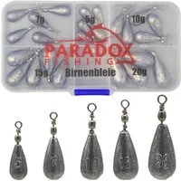 Paradox Fishing Angelgewicht Birnenblei Set, integrierter Wirbel Box