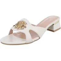 Ital-Design Damen Mule mit Blockabsatz und Schmuckdetail Pantolette (91970757) Blockabsatz Pantoletten in Weiß