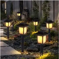 GLOBO LIGHTING LED Gartenleuchte, LED-Leuchtmittel fest verbaut, Außenleuchte Solarlampe Steckleuchte Erdspieß Gartenfackel 6er Set