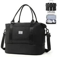 TAN.TOMI Reisetasche Wasserdichter Reise-Seesack - Tragetasche, Sporttasche, Schultertasche (Erweiterbar mit Trolley-Ärmel und Nasstasche), Wochenendtasche für Damen und Herren - Krankenhaus-Tasche