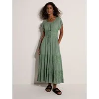 Apricot Spitzenkleid Korsett-Maxikleid mit Spitzendetails