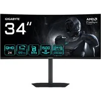 Gigabyte GS34WQCA Curved-Gaming-Monitor (86,4 cm/34 ", 3440 x 1440 px, WQHD, 1 ms Reaktionszeit, 120 Hz, VA LED, neig-,schwenk-, höhenverstellbar)
