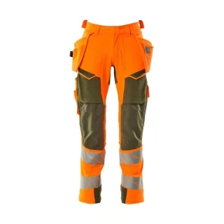 MASCOT Herren Hose mit Hängetaschen ACCELERATE SAFE Hi-vis Orange / Moosgrün 62 - 19031-711-1433-82C62