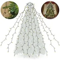 Salcar LED-Lichterkette LED Lichterkette Weihnachtsbaum mit Ring weihnachtsbaumbeleuchtung, 9 Modi/ 3m 10 Girlanden für 120cm - 350cm Tannenbaum