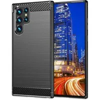 Nalia Smartphone-Hülle Samsung Galaxy S24 Ultra 17,3 cm (6,8 Zoll), Carbon Style Silikon Hülle / Matt Schwarz / Elegantes Business Cover