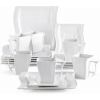 MALACASA Geschirr-Set Tafelservice FLORA für 6/4 Personen Marmor Geschirrset (18-tlg), 6 Personen, Porzellan