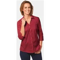 GOLDNER Hemdbluse Baumwollbluse mit offenem Hemdkragen Stretchbluse mit Seitenschlitzen, Knopfleiste und 3/4-Arm