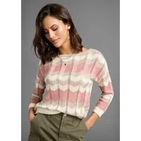 Laura Scott Strickpullover leichter Übergangspullover mit Ajourmuster und 3/4 Ärmeln