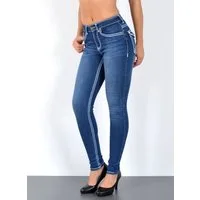 ESRA Skinny-fit-Jeans Jeans Damen Skinny Hose High Waist Jeanshose dicke Naht Jeans Skinny Skinny Jeans Damen High Waist dicke Naht Jeans weiße Naht Stretch Hose