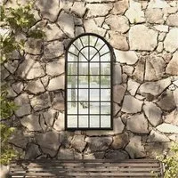 furnicato Wandspiegel Gartenspiegel 90 x 45 cm Schwarz aus Eisen mit Rosteffekt (1-St), Antike Wanddekoration mit vorgebohrtem Loch zur einfachen Montage