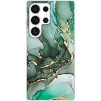 MuchoWow Handyhülle für Samsung Galaxy S25 Ultra Gold - Marmor - Grün - Luxus - Marmoropti, Phone Case, Silikon, Schutzhülle Dünn