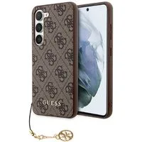 Guess Handyhülle Case Galaxy S24 Plus Kunstleder braun Kette goldfarbig 6,7 Zoll, Kantenschutz