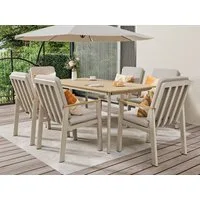 MeXo Gartenlounge-Set Garten Essgruppe für 6 Personen, (Gartenmöbel-Set aus Aluminium, 7-tlg., mit ergonomischen Sesseln inkl. Kissen), Belastbarkeit pro Sitzplatz 140 kg