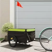vidaXL Fahrradlastenanhänger, Fahrradanhänger Schwarz und Grün 45 kg Eisen