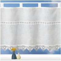 heimtexland Scheibengardine Landhaus Gardine Leinen Optik natur Kurzstore (1 St), Schlaufen, halbtransparent, Polyester, Schlaufen Bistrogardine 45x120 cm I Makramee Borte