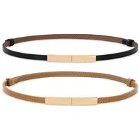 Zaewry Taillengürtel Schmaler Taillengürtel für Damen Ledergürtel Verstellbarer Dünner (2-St) Gürtel Skinny Retro Taillengürtel Klassisch Dekorativen Gürtel