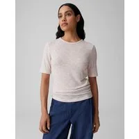 OPUS Kurzarmshirt Sambi aus gestreiftem Jersey mit dezenter Struktur elastischer Stoff, weicher Griff, Casual