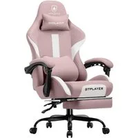 GTPLAYER Gaming-Stuhl Stoff, Racing Gamer Stuhl, Ergonomischer Gaming Sessel Gaming Chair, Schreibtischstuhl, Federsitzkissen mit Fußstütze