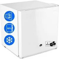 Medion® Kühlschrank MD370001, 50 cm hoch, 48 cm breit, 42 L Gesamtnutzinhalt, wechselbarer Türanschlag, Schloss