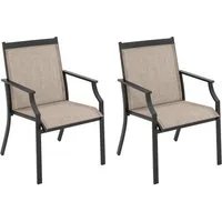 COSTWAY Gartenstuhl (2 St), 50 cm breitere Sitzfläche, mit Armlehne