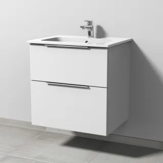 Sanipa 3way Waschtischunterbau zu Duravit ME by Starck Waschtisch mit 2 Auszügen, Weiß-Soft UM72443