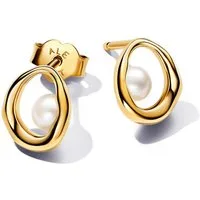 Pandora Paar Ohrstecker 263295C01, für Damen Oval mit Perle Goldfarben