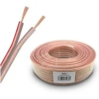 ARLI 2 x 4 mm² transparent Lautsprecherkabel Lautsprecher Box Kabel Audio-Kabel, (10000 cm), 100m Flexibel, schmal geformter Außenmantel