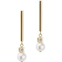 COEUR DE LION Paar Ohrstecker Schmuck Geschenk Edelstahl Asymmetrie Würfelkette, Made in Germany - mit Kristallglas - mit Süßwasserzuchtperle