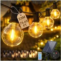 Salcar LED Solarleuchte Lichterkette Outdoor Solar 7-23M Gartenleuchten LED Lichterkette Außen, IP44 8 Modi 23,2m mit 30+1 G40 Glühbirnen Fernbedienung/Dimmbar/Timer