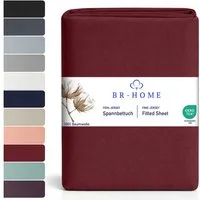 BR-Home Spannbettlaken bis zu 25cm, 100% Baumwolle Jersey Bettlaken, Spannbetttuch 145 g/m², Gummizug: rundum, (1 Stück), Rundumgummi, Atmungsaktiv