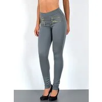 ESRA Stretch-Hose Sehr enge Damen Treggings Hose Gummi-Bund Stretch Hose J189 Damen High Waist Skinny Hose mit elastischem Bund Treggings Hose