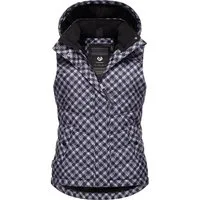Ragwear Steppweste Hesty Print Weste mit abnehmbarer Kapuze und Hahnentritt Muster