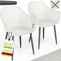 tillvex Gartenstuhl Gartenstühle Set Wetterfest mit Armlehne Outdoor Stühle bis 120kg (UV-beständig Terrassenstuhl Gartenmöbel Terrasse Balkon Outdoor Garten, 2 St), belastbar