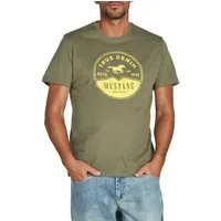 MUSTANG T-Shirt Herren Printshirt Regular Fit (1-tlg) Kurzarm Tee Shirt mit Rundhalsausschnitt aus 100% Baumwolle