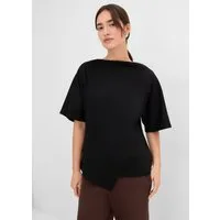 bonprix T-Shirt mit Wasserfallausschnitt, asymmetrischer Saum, Kurzarm-Design