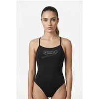 Speedo Badeanzug für aktives Schwimmen, mit dünnen V-förmigen Trägern, chlorbeständig