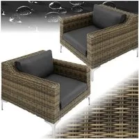 tectake Sitzgruppe Modulares Rattanset aus Aluminium, Dicke der Sitzpolster 11 cm, (Loungeset Villanova, für Außen in Anthrazit-meliert), 2 Sessel, wetterfest und UV-beständig