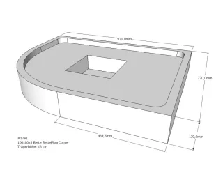 Neuesbad Wannenträger für Bette Floor Corner Viertelkreis 1000x800 SD21080