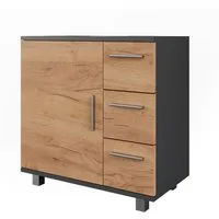 Vicco Waschbeckenunterschrank Ilias, Anthrazit/Goldkraft Eiche, 60.2 x 60.8 cm mit Tür und 3 Sch... (1-St)