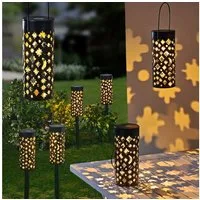 Spetebo LED Solarleuchte Solar Leuchten 3-in-1 schwarz 2er Set 18 x 7,5 cm, Ein-/Ausschalter, LED fest integriert, warm weiß, Garten Deko