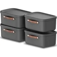 ROTHO Stapelbox 4er-Set Kiste mit Deckel Maloja 12l (Aufbewahrungsset, 3er-Set)