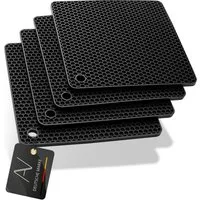AVANA Topfuntersetzer Silikon Untersetzer Multifunktional Pfannenuntersetzer Topflappen, Zubehör für Töpfe, Pfannen, Auflaufformen, 4er Set, Hitzebeständig, Wabenmuster, Schwarz