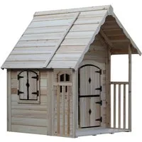 HOME DELUXE Spielhaus aus Holz KIMI - 120 x 130 x 140 cm, mit Terrasse & Stabile Holzkonstruktion, Gartenhaus für Kinder