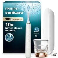 Philips Elektrische Zahnbürste Sonicare DiamondClean 9000 HX9911/94, mit Ladeglas und USB Reiseetui, Schallzahnbürste mit App, Drucksensor, 4 Putzmodi