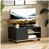 HOMCOM TV-Board Fernsehtisch für Fernseher bis 32 Zoll (Lowboard auf Rollen, 1 St., 1 TV-Schrank), Mit Rollen und Kabelführung, für 32 Zoll TV