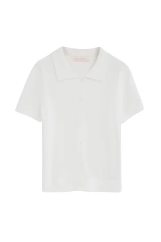 Kurzärmliger Cardigan weiß mit Polo Club Logo