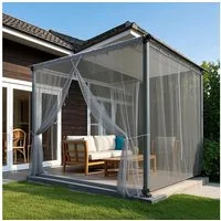 Jibenhome Moskitonetz Outdoor Vorhang,Moskitonetz für Innen und Außen,DIY (1 St), für Garten Balkon Schwarz Patio Porch Garten Pool Wohnzimme