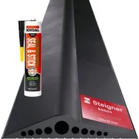STEIGNER Dichtungsband Garagentor Bodenabdichtung 1m aus EPDM 155mm x 28mm SGD03, Schwellendichtungsset mit 1x Montagekleber, Türdichtung